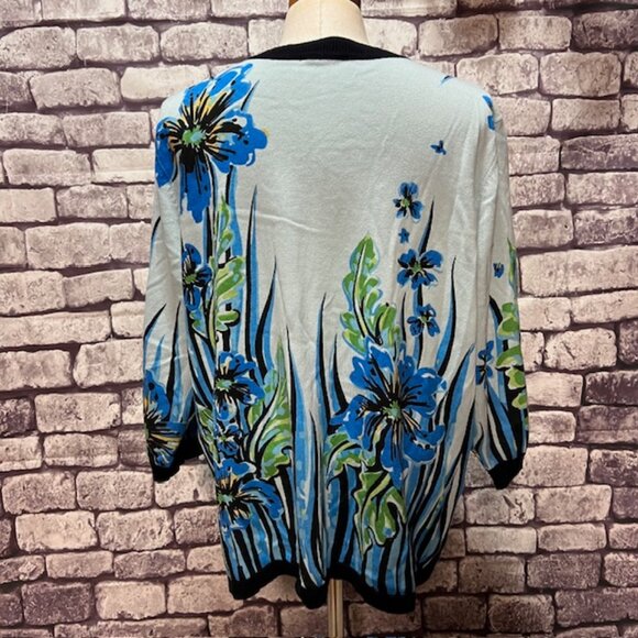 Bob Mackie Wearable Art Blue, Black & Green Cardigan Size 1X - Picture 5 of 9